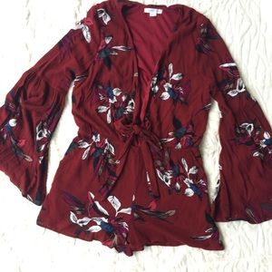 Love Riche Floral Romper with Bell Sleeve | M
